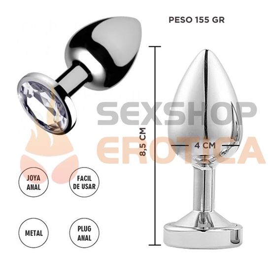 Plug anal LARGE con joya Transparente